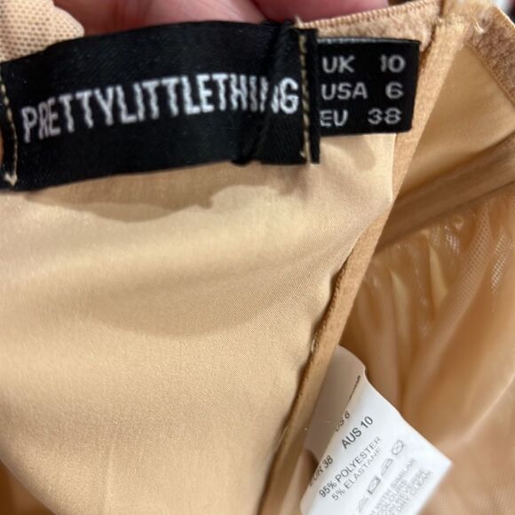 Pretty Little Things Nude Underbust Halterneck Chiffon strap crop top size 6 NWT - Picture 11 of 14